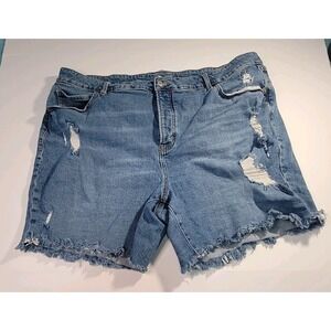 Old Navy Womens Sky High Extra High Rise  Cutoff Jean Shorts Plus Sz 24 Button